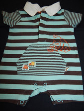 Disney Winnie The Pooh Boys NEWBORN Shortall Romper Collered Aqua