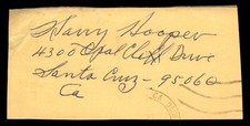 Harry Hooper Baseball Index Card Signed Auto Autograph (no COA) *g9