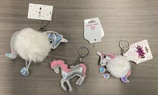 ASSORTED MIX BAG CHARMS HOLOGRAM, IRIDESCENT WHITE POM POM KEY CLIP UNICORN LOT