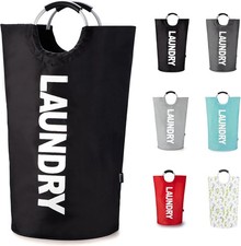 Caroeas Tall Laundry Basket 90L, Large Hamper, Freestanding Laundry Bag | Collap