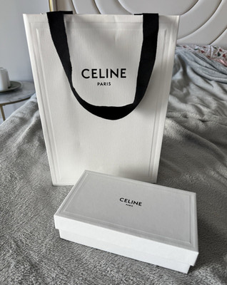 CELINE Paris White/Black Lined Rectangular Paperboard Gift Box and bag