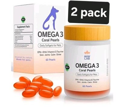 2 X Omega 3 Fish Oil for Dogs & Cats EPA DHA Taurine vitamin E Vet Developed