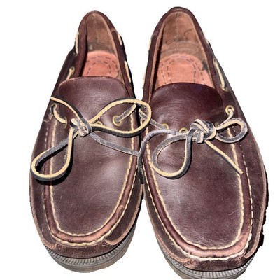 Cabela s Men s 9.5M Brown Leather Loafers Shoes-dockside s/boat Shoes