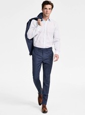 NWT Calvin Klein Mens Slim Fit Dress Pants 32x30 Navy Blue Solid Wedding Work