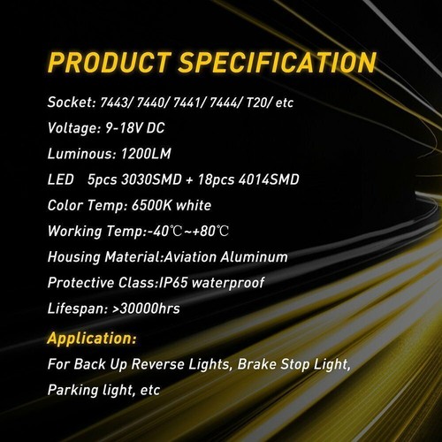 2X 7443 7440 23 SMD LED 6500K White ERROR FREE Backup Reverse Light Bulb - Picture 7 of 7