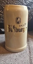Vintage Bitburger German Beer Mug Stein 1L Stoneware Bitte Ein Bit