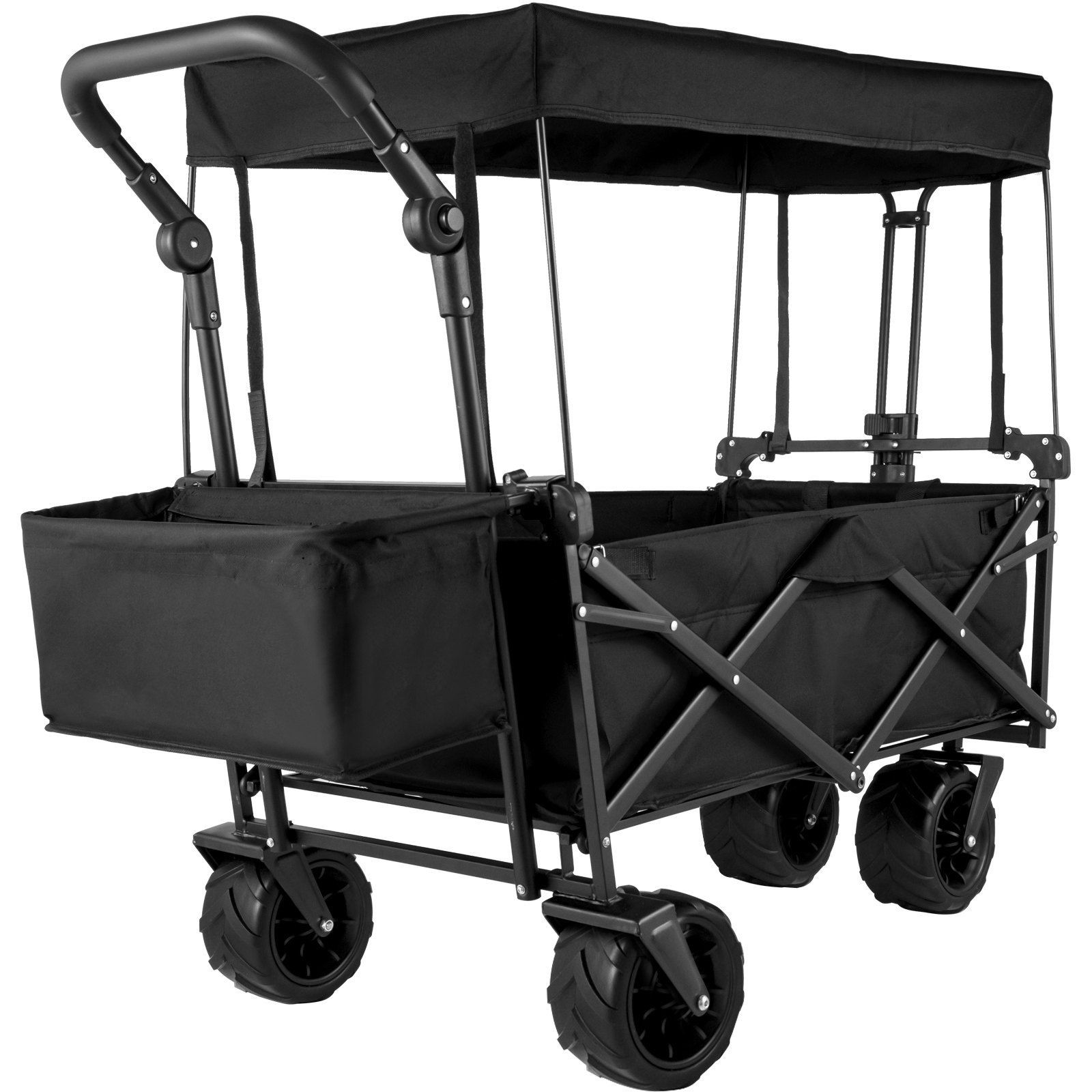 Black Folding Wagon 33.4x17.7x9.8in 220lb Load Capacity Remo