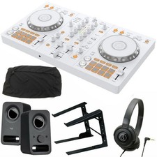 Pioneer DJ Controller DDJ-FLX4 weiß DJ Mixer Kopfhörer Lautsprecher Set unben...