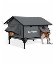 Heated Outdoor Cat House, Weatherproof  Insulated, Elevated, Escape Door