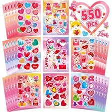 550PCS Valentines Day Stickers, 40 Sheet Heart Stickers Valentine Crafts, Mak...