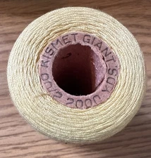 Vintage Kismet Giant Spool Sewing Thread 2000 Yards Yellow Gold USA