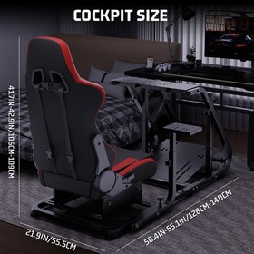 Hottoby Racing Simulator Cockpit With Red Seat Compatible Fits Logitech G920 G29