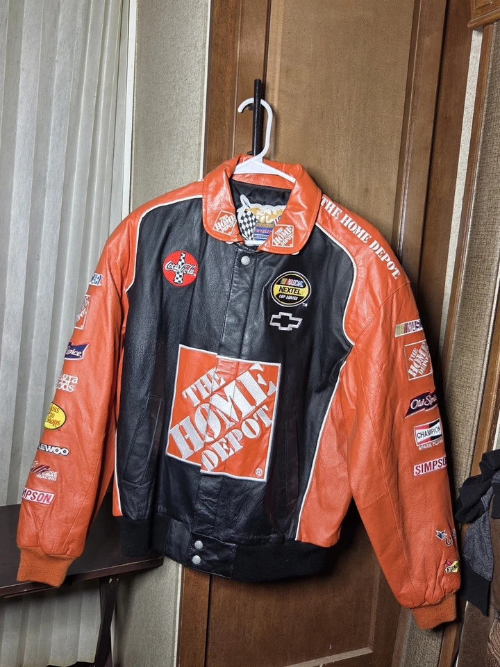 Sz S Vtg Jeff Hamilton Tony Stewart Nascar Home Depot Racing Leather Jacket - Image 3 of 4