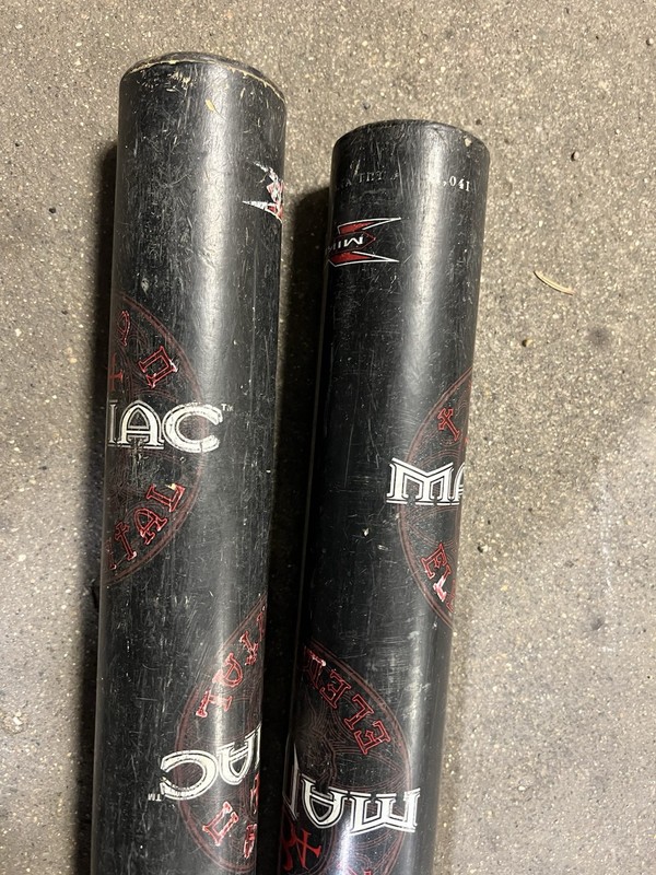 2-2004 MIKEN MANIAC 484 MSMC-4 SLOWPITCH SOFTBALL BAT DUAL-STAMP,  27oz