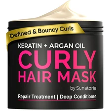 Curly Hair Mask - Deep Conditioner for Curly Hair - Natural Argan & Keratin Hair