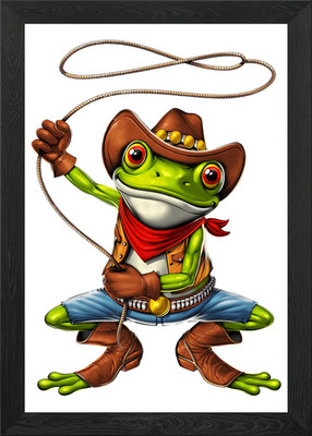 Frosch Cowboy gerahmtes Wandbild Poster Leinwanddruck Bild