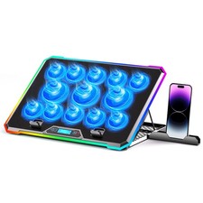 Gaming Laptop Cooler with 13 Ultra Quiet Fans LCD Screen and Multi Color RGB ...