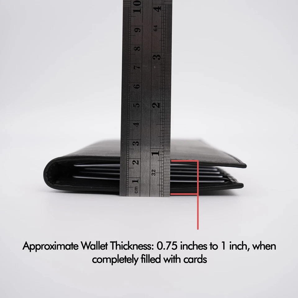 Genuine Leather Mens Long ID 19 Credit Card Security Wallet Black (RFID_Black) - Image 4 of 4