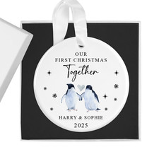 Personalised Our First Christmas Together Ornament 7cm Ceramic Bauble Gift Box