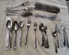 51 Pc Lot Vintage IMI4 Stainless Imperial Flatware Floral, Scrolls Japan Serving