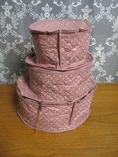 Set of 3 Quilted Vinyl Formal Dish Set Storage Zipper Cases for Bowls and Plates