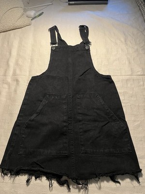 Pull&Bear Damen Mini Jeans Latzrock, Gr.24, Schwarz, Gr.24, Super Zustand 
