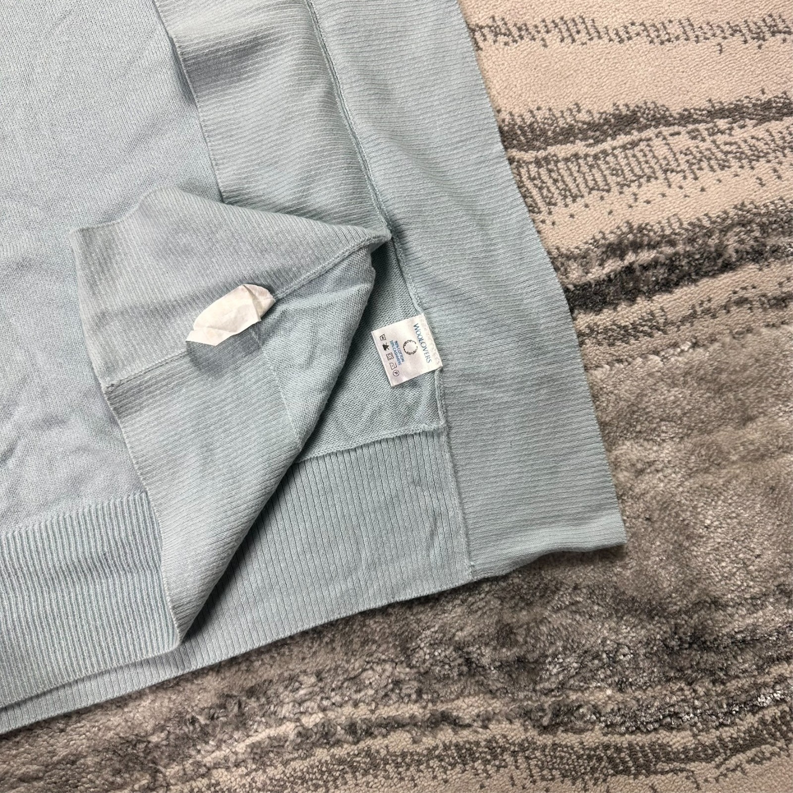 Women's VTG Woolovers Light Blue Cotton Cashmere Size Medium Boat Neck Knit Top image 4