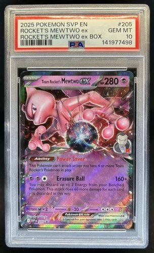 2025 Pokemon SV Black Star Promos Team Rocket's Mewtwo ex #205 PSA 10 GEM MINT