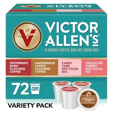 *10/25* Victor Allen'S Coffee Holiday Coffee and Hot Cocoa Variety Pack, 72CT