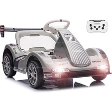 6V Electric Go Kart Ride-on Car for Kids W/ Remote Control Pedal Operation Gray