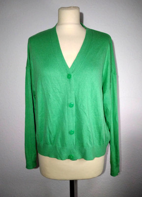 Primark Damen Strickjacke Oberteil Gr. M Grün Feinstrick Casual Basic Herbst