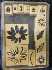Stampin' Up 2000 Rubber Stamps Definitely Decorative Daisy wood/rubber set of 13