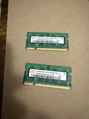 (2) Hynix 512MB=1Gb  2Rx16 PC2-5300S-555-12 RAM tested, free ship