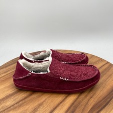 Olukai Nohea Slipper Womens Size 7 Red Suede Slip On Wool Shearling Comfort Shoe