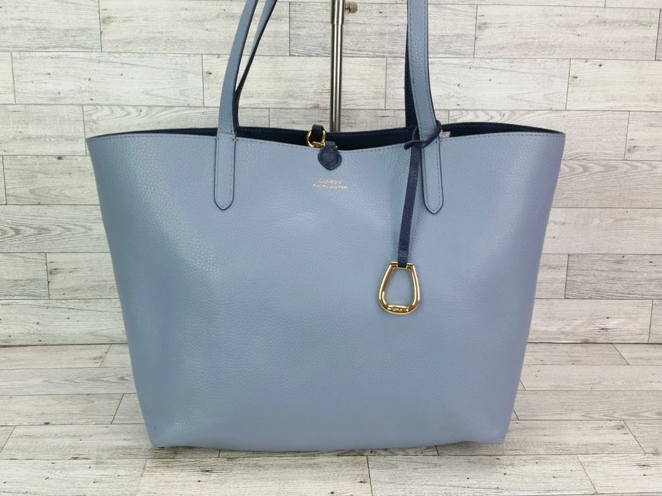 Bolsa tote Lauren Ralph Lauren reversível azul couro sintético bolsa de ombro - Imagem 3 de 4