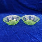 Depression Glass Green 4 Small Fruit Bowls Federal Georgian Uranium Vaseline