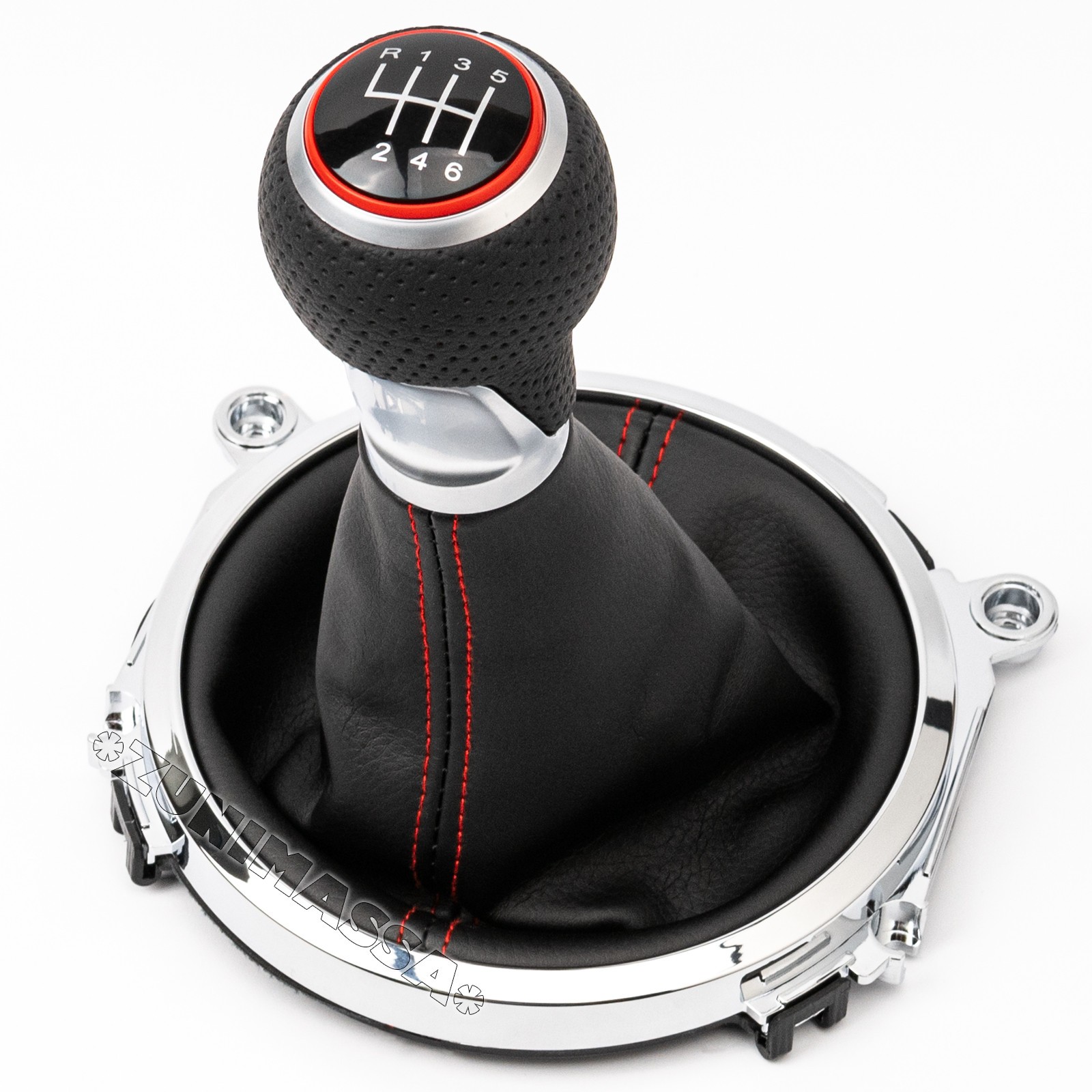 Pommeau de vitesse 6 vitesses cuir perforé rouge pour Audi TT 8J Coupé