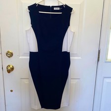 Calvin Klein Black White Sheath Dress 10
