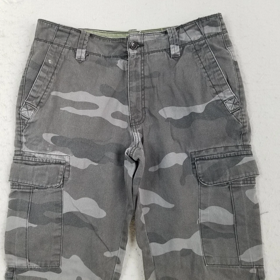 Pantalones cargo Roebuck & Co para hombre 32x32 gris camuflaje algodón bolsillos utilitarios cremallera mosca Foto 2 de 4