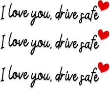 3pcs I Love You Drive Safe Mirror Stickers, Cute Car Rear Black