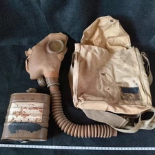 WW2 IMPERIAL JAPANESE ARMY SOLDIER and civilian Original Gas Mask, tank, bag set