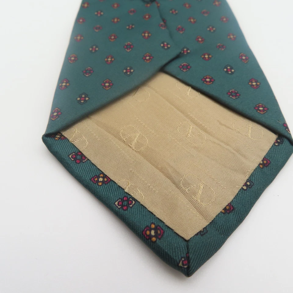 Corbata Valentino Seda Verde Rojo Lunares 3.25" Ancho 55" Largo Italia Foto 4 de 4