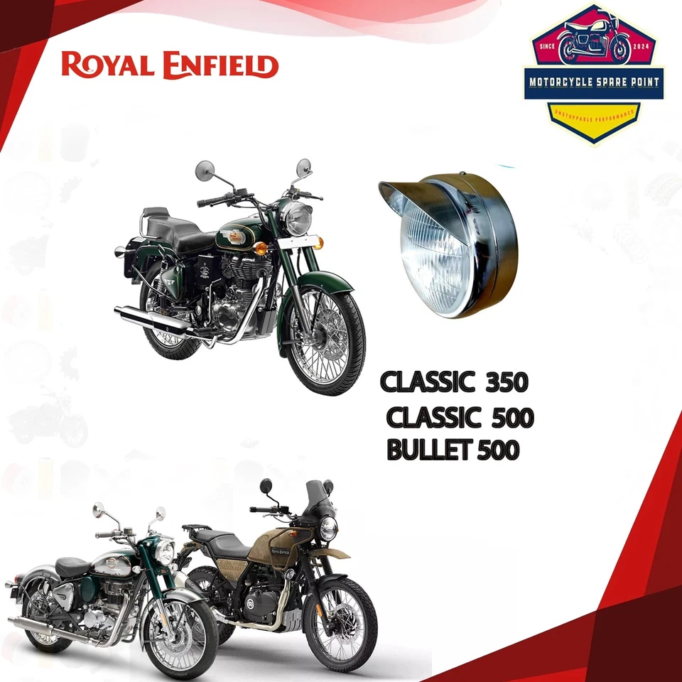Lâmpada de cabeça Royal Enfield genuína assy com lâmpada para clássico 350/500 bullet 500 - Imagem 2 de 4