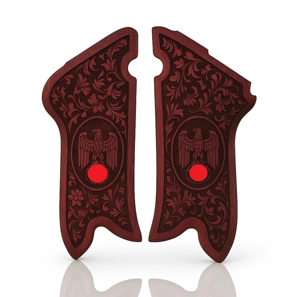 LGR Luger P08 Burgunder Reichsadler verzierte geschnitzte Griffe - mehrere Farben