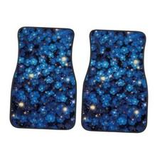 Floor Mats for Cars Heavy Duty Rubber Carpet Floor Mats Blue Floral Flowers