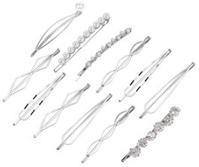 12 Pcs Hair Pins Set,Pearl Hair Clips Geometric Hair Pins Metal Hairpin,Minim...