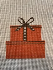 Designer Style H Orange Stacked Gift Boxes 18m Needlepoint Canvas