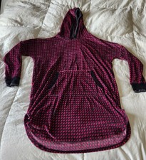 Simply Vera Vera Wang XS Fleece Hoodie Sweatshirt Tunic Pink Black Geometric