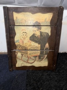 Vintage Raisinrak B TABBIT’S Soap Advertising Print On Wood Tray, 14x12”