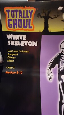 Skeleton 3D Skeleton  Bones, Costume Kids Suit Halloween Zombie MED 8/10 New